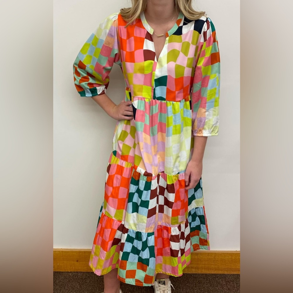 Briton Court Multicolor Check Midi Dress - I’m the Fun Girl!